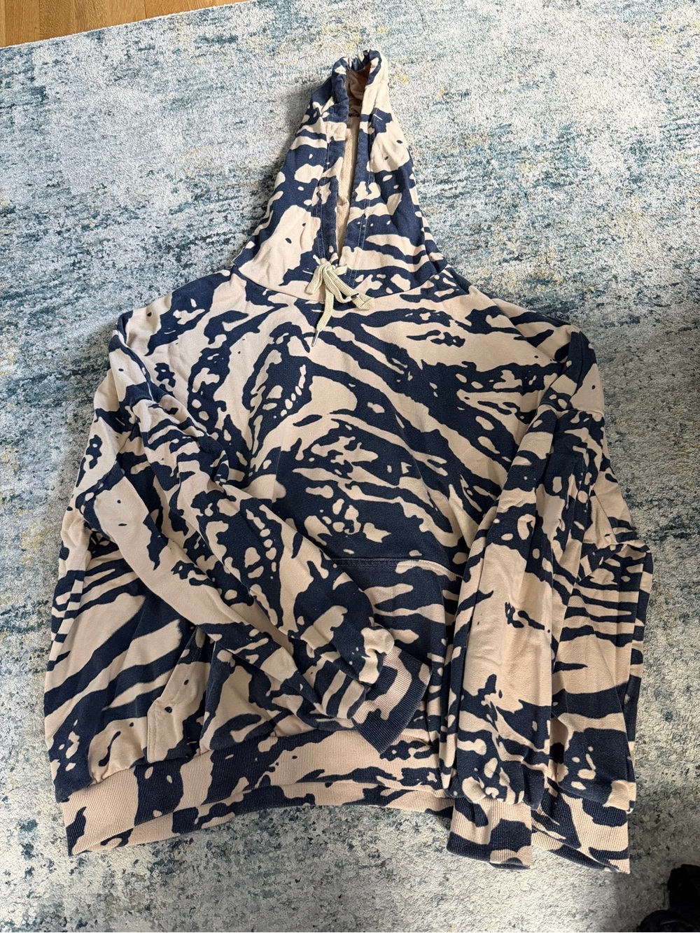 Adika Neutral and Navy Abstract Print Hoodie